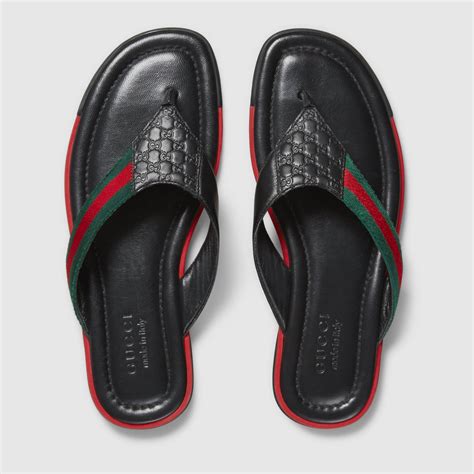 gucci web and leather thong sandal|Gucci unisex sandals.